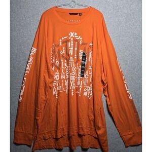 Sean John Shirt Men 4XL Orange Y2K Abstract Geometric Graphic Tee Streetwear NEW